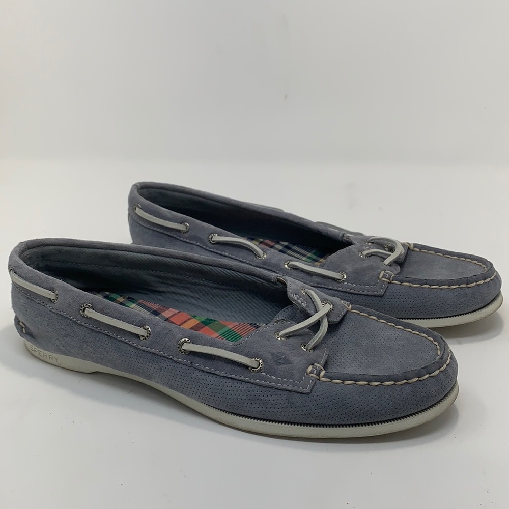 Blue woman Sperry slip ons